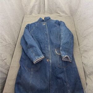 Women's Longline Denim Coat in Blue